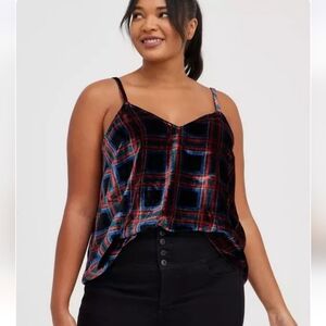 Torrid Plaid Velvet Sophie Camisole Swing Top Size 1X